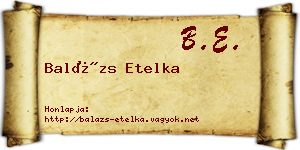 Balázs Etelka névjegykártya